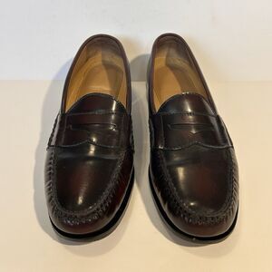 Cole Hann Mens 8M Burgundy Leather Pinch Penny Loafers Oxblood C12755